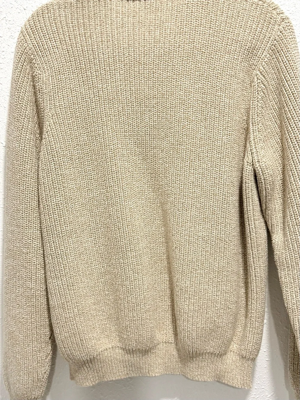 Eddie Bauer 100% cotton Men's Beige Knit Polo Sweater XL